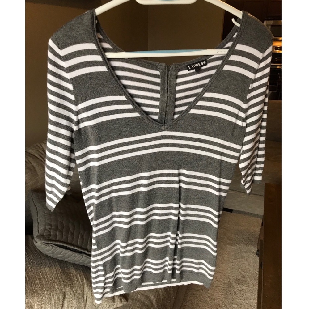 Express Medium Gray Striped Sweater